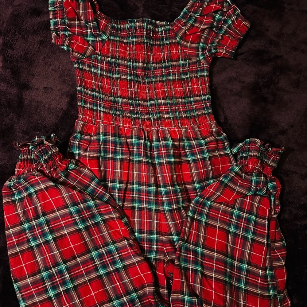 Sweet Honey plaid smocked jumpsuit